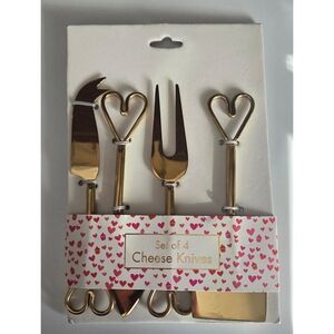 Gold Heart Cheese Knives Set